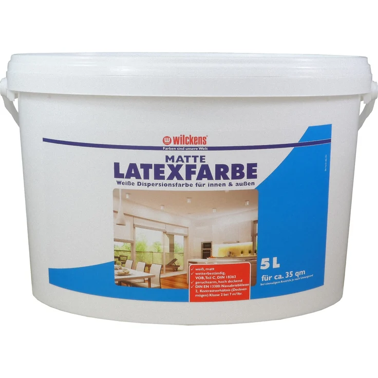 Wilckens - Wilckens 5l Latexfarbe matt Weiß Wandfarbe Innen Außen Farbe Dispersionsfarbe - weiß – Bild 1