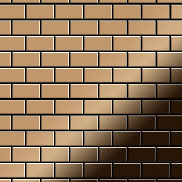 Mosaik Fliese massiv Metall Titan hochglänzend in kupfer 1,6mm stark ALLOY House-Ti-AM 0,98 m2