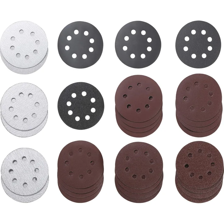 kwb 491885 Schleif-Papier - Schleif-Scheiben Set 30-tlg, Durchmesser 115 mm, gelocht, für Schleif-Maschinen