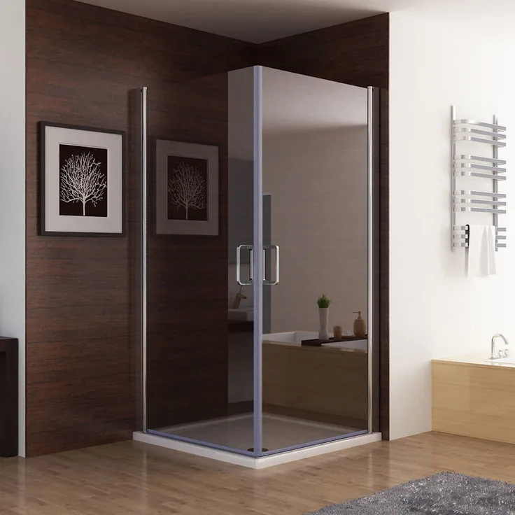 Duschkabine 100 x 90 x 185cm Dusche mit Duschwanne Duschwand 180° Schwingtür Eckeinstieg NANO Glas - Miqu