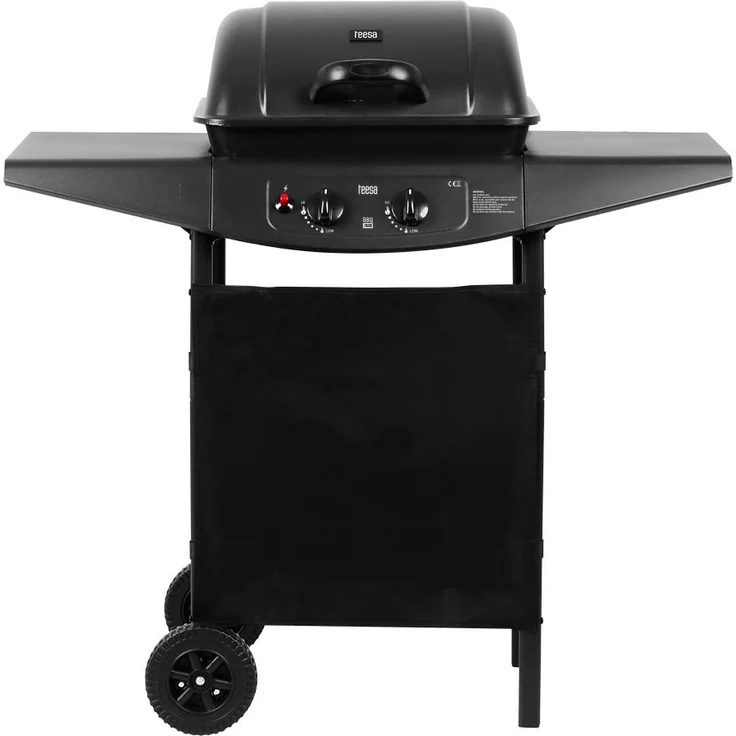 Teesa Gasgrill, 2 Brenner, schwarz, mit Grillrost – Bild 1