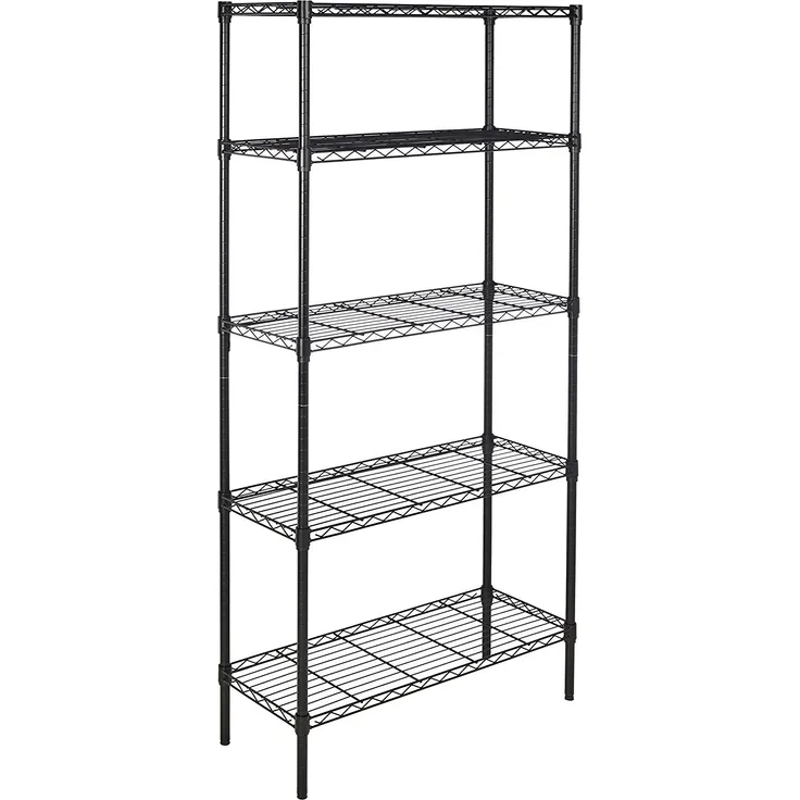 AmazonBasics Lagerregal mit 5 Regalböden, bis zu 160 kg pro Regalboden, Schwarz