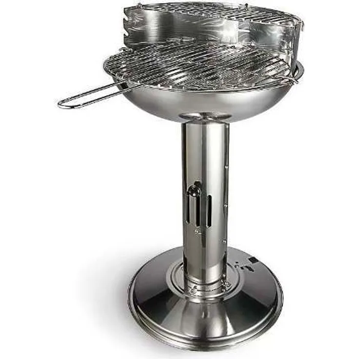 Haushalt International Edelstahl-Säulengrill Holzkohlegrill, Grillfläche 39 cm