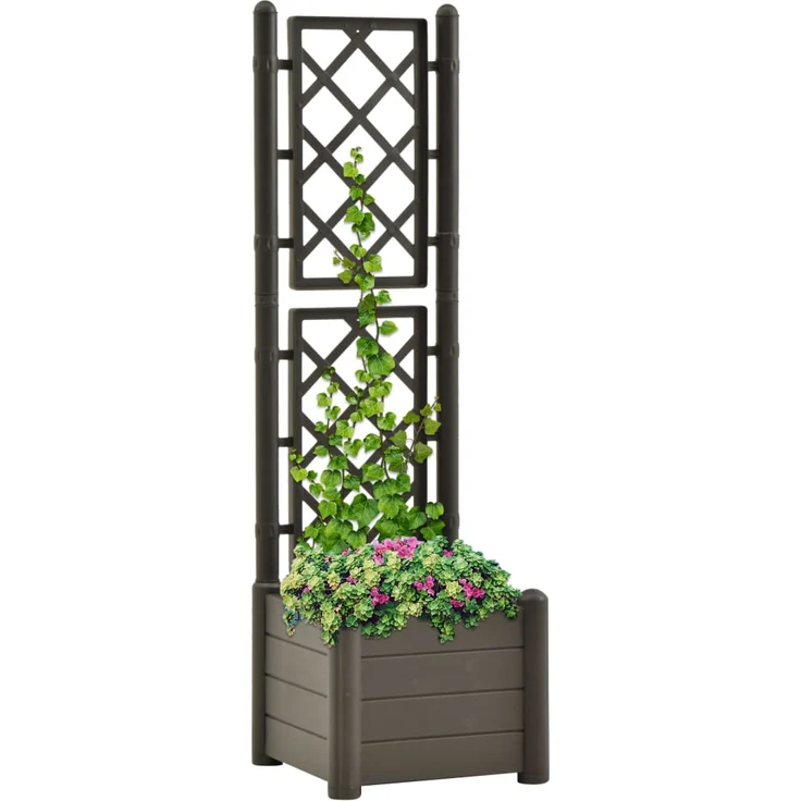 vidaXL Pflanzkübel mit Spalier 43x43x142 cm PP Anthrazit – Bild 1