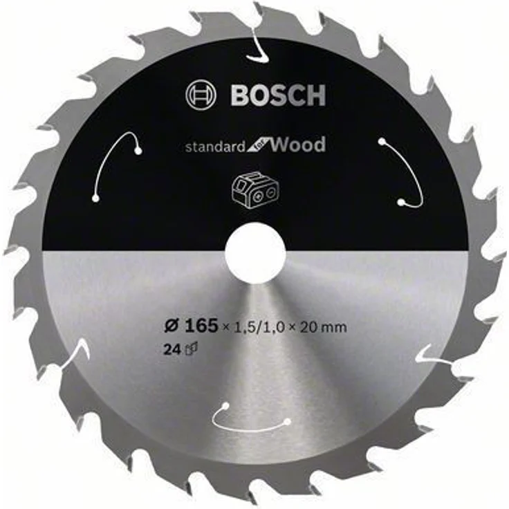 Bosch Professional Kreissägeblatt Standard for Wood (Holz, 165 x 20 x 1,5 mm, 24 Zähne, Zubehör Akku Kreissäge) – Bild 1
