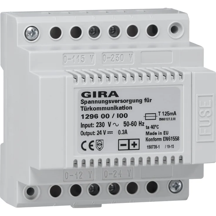 Gira 129600 Zusatz-Spannungsversorgung für Türkommunikation 24V DC 300mA