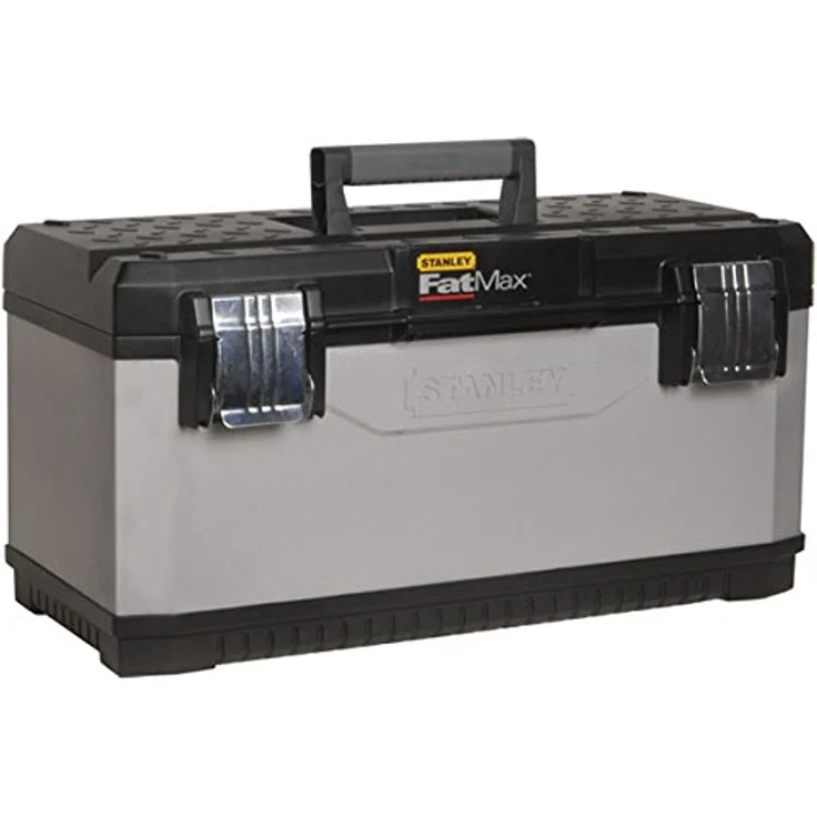 Stanley FatMax Werkzeugbox - Werkzeugkoffer (26'', 66x29x30cm, herausnehmbare Trage, stabiler Koffer mit Aussparung, Werkzeugkasten mit Bi-Material Griff und FatMax-Logo) 1-95-617 – Bild 1