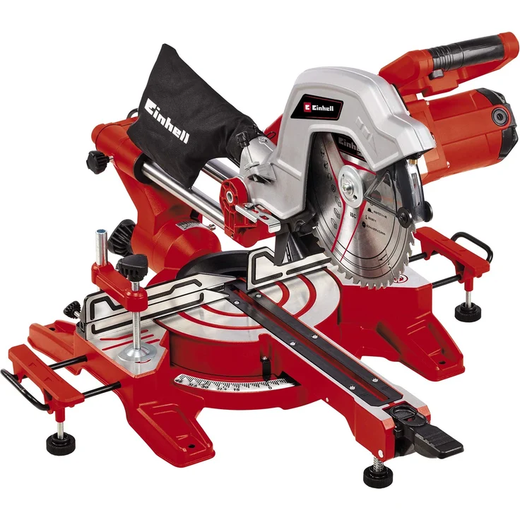 Einhell Zug-Kapp-Gehrungssäge TC-SM 254 (1.900 W, doppelt gelagerte Zugfunktion, Drehtisch mit Schnellverstellung und Einrastpositionen, Laser, inkl. Hartmetall-Sägeblatt) – Bild 1