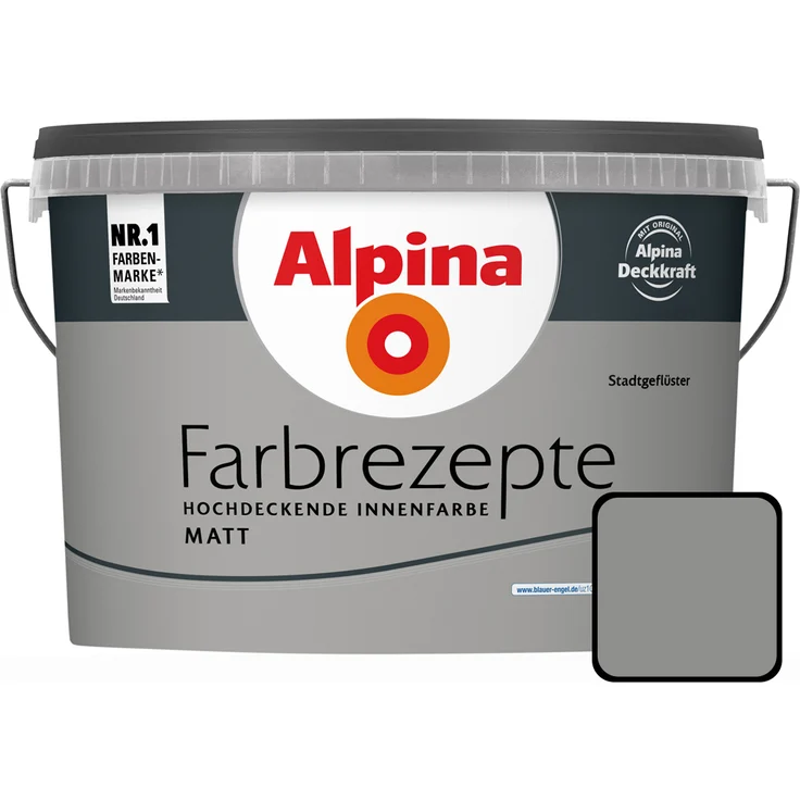 Alpina Farbrezepte Zeitloses, urbanes Grau 2,5 l, Stadtgeflüster, Innenfarbe, matt – Bild 1