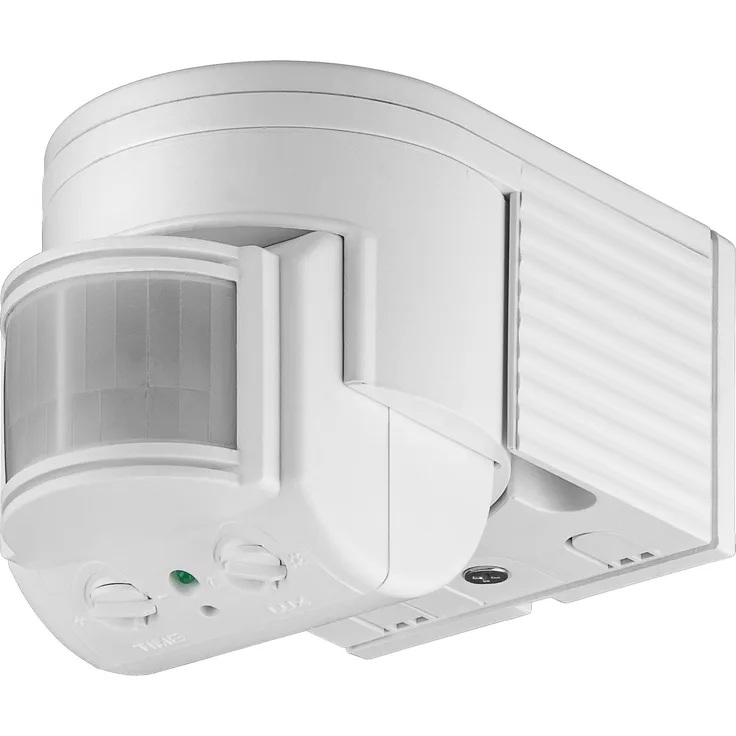 Goobay 95175 Infrarot Aufputz-Bewegungsmelder für Innen- und Außenbereich - 180° Arbeitsfeld - Reichweite bis 12m, Dreh--Neigbarer Erfassungsbereich - IP44 Schutzklasse - Spritzwasser geschützt - Weiß