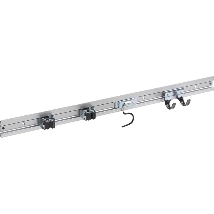 Meister Gerätehalterleiste 800 mm - Geräteleiste & 4 Gerätehalter - Aluminium - Leichte Montage - Werkzeughalter - Gerätehalter für Gartengeräte - Stabile Werkzeugleiste für die Wand-Montage - 9953360
