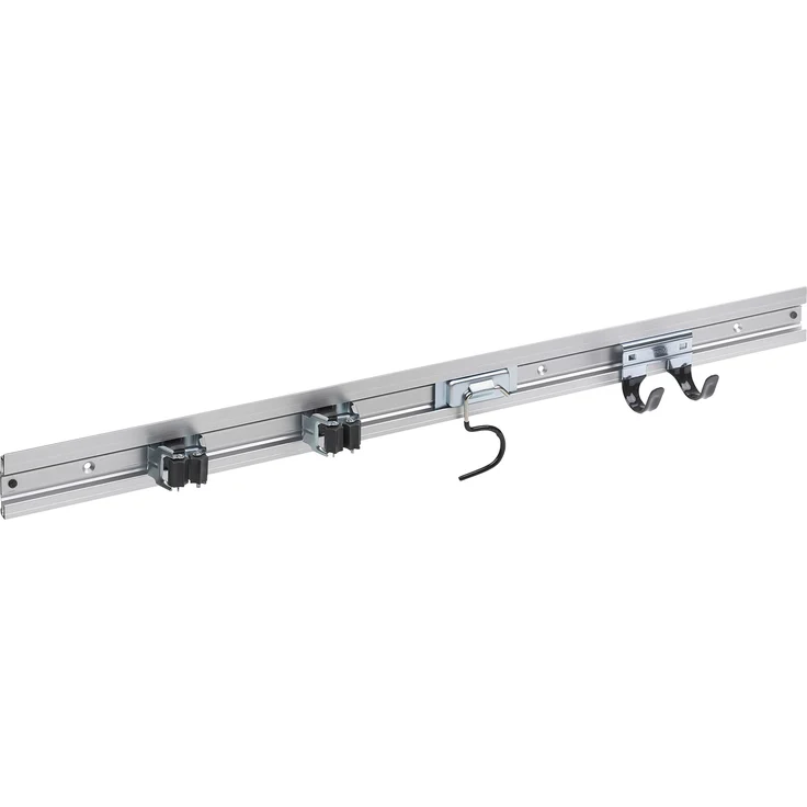 Meister Gerätehalterleiste 800 mm - Geräteleiste & 4 Gerätehalter - Aluminium - Leichte Montage - Werkzeughalter - Gerätehalter für Gartengeräte - Stabile Werkzeugleiste für die Wand-Montage - 9953360
