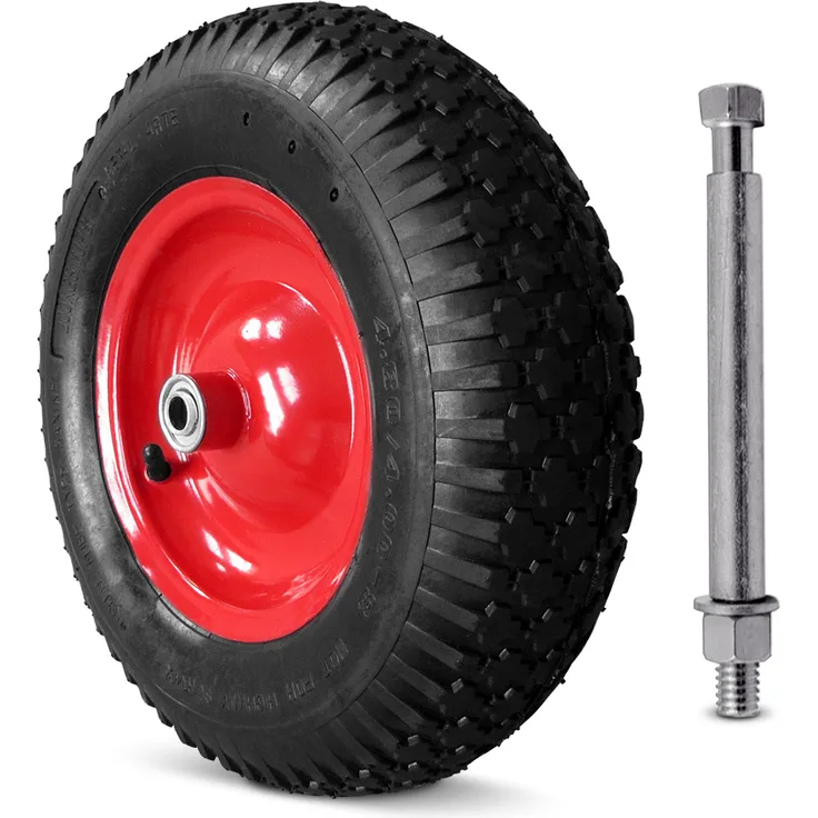 Schubkarren Rad Ersatzrad PU Gartenkarre 4.80/4.00-8 Ø 390mm 200 kg Schubkarrenreifen Achse Felge luftbereift