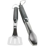 Weber 6645 Grillbesteckset 2-teilig Grillwerkzeug, Edelstahl, 39,4 cm, 8,9 cm, Zange und Wender, schwarz, silber