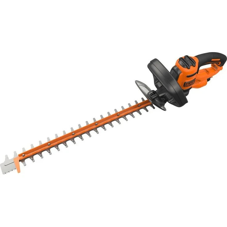 Black + Decker Elektro-Heckenschere (500W, 55 cm Schwertlänge, 22 mm Schnittstärke, Bügel-Zweithandgriff und transparentem Handschutz, für große Hecken) – Bild 1