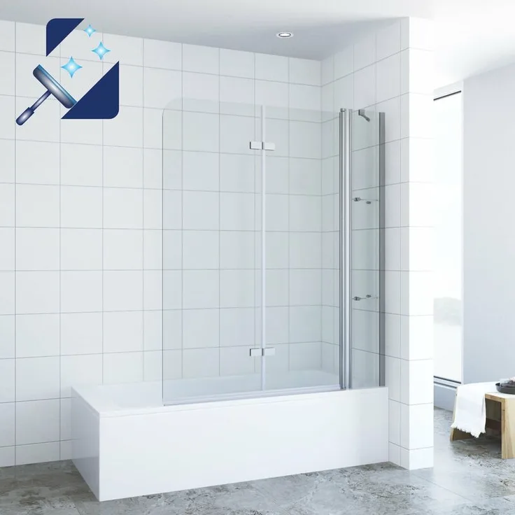 Badewannenaufsatz Duschabtrennung Duschtrennwand für Badewanne Faltbar Badewannenfaltwand Duschwand Glas 5 mm Sicherheitsglas mit Nano Beschichtung