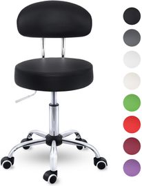 TRESKO Rollhocker Schwarz mit Lehne