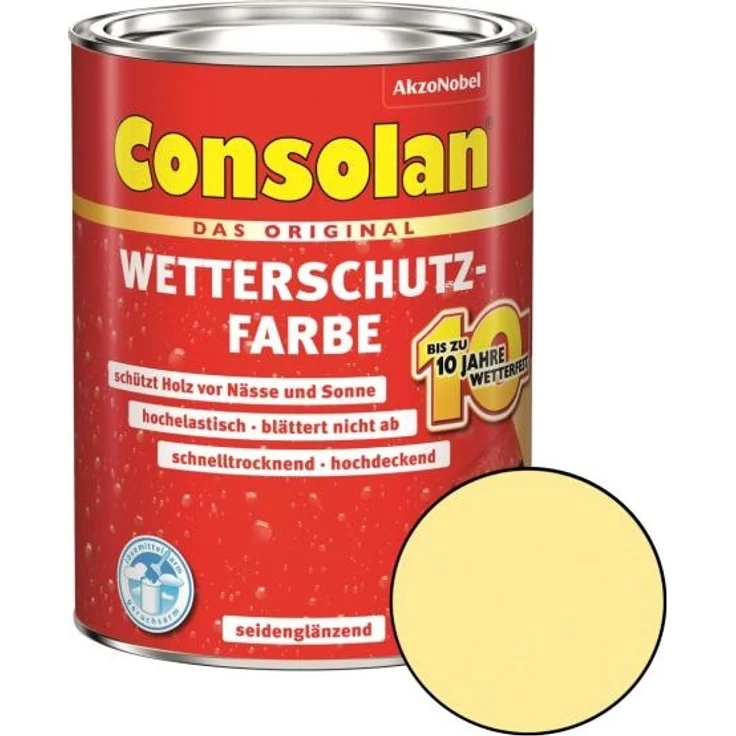 Consolan Wetterschutz-Farbe Nordisch gelb 2,5 L – Bild 1