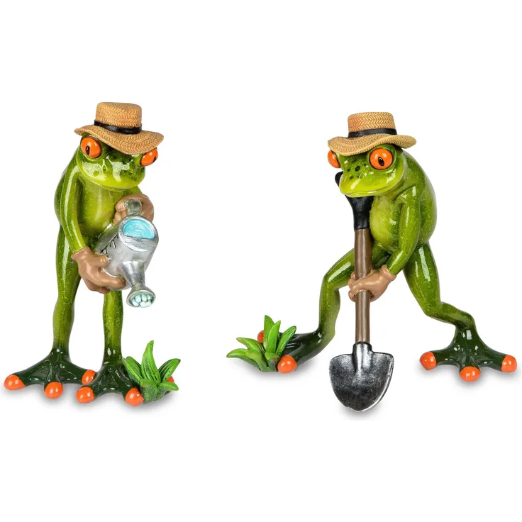 Formano 2er Set lustige Frösche Figur Gärtner Poly 17 cm