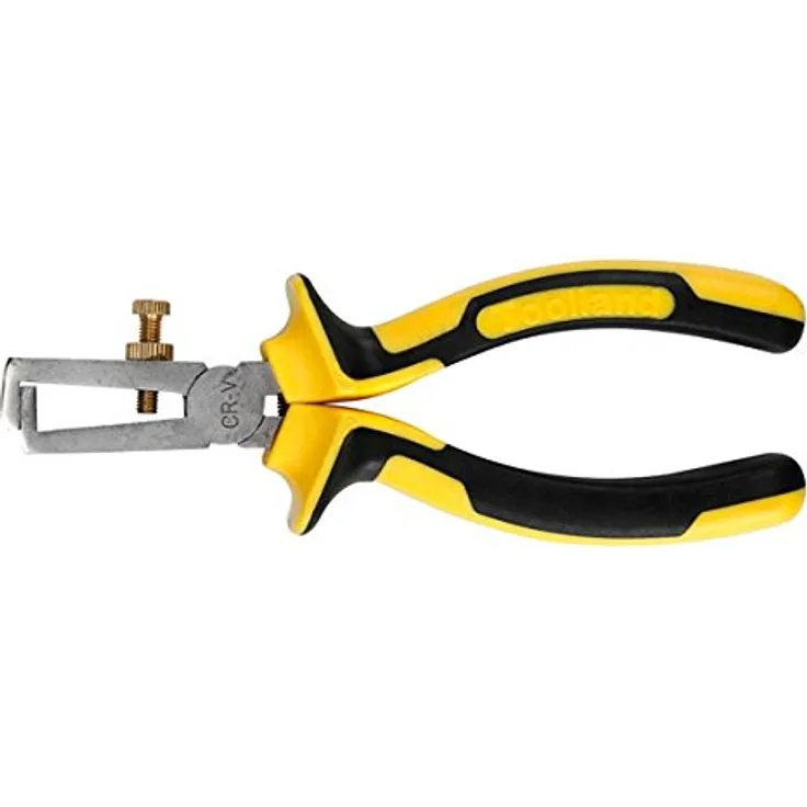 TOOLLAND - HP08N Chrom-Vanadium-Stahl Abisolierzange, 165 mm Länge, Schwarz-Gelb 720937