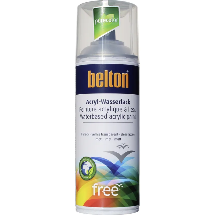 belton free Lackspray 400 ml, Acryl Wasserlack, Klarlack matt