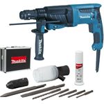 Makita HR2630TX4 SDS-Plus Meißel-Bohrer - 800 W 26 mm + Aluminiumkoffer + Zubehörsatz -
