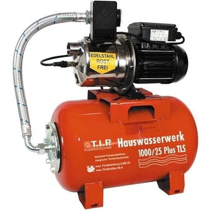 T.I.P. 31145 Hauswasserwerk HWW 1000-25 Plus TLS mit Trockenlaufschutz Hauswasserpumpe 3.300 l/h 46 m 4,6 bar – Bild 1