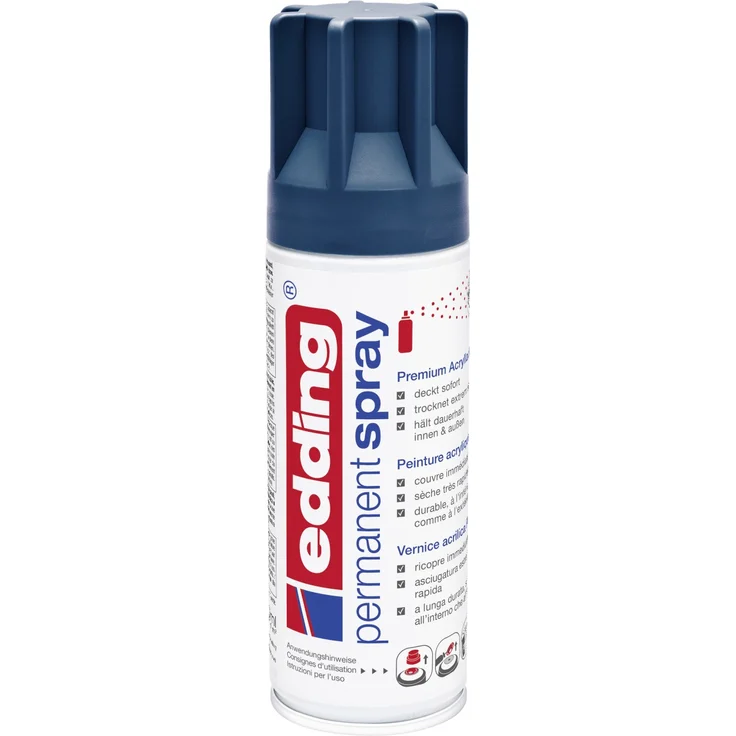 edding 5200 Permanent-Spray - elegant nacht-blau matt - 200 ml - Acryllack zum Lackieren und Dekorieren von Glas, Metall, Holz, Keramik, lackierb. Kunststoff, Leinwand, u. v. m. - Sprühfarbe – Bild 1