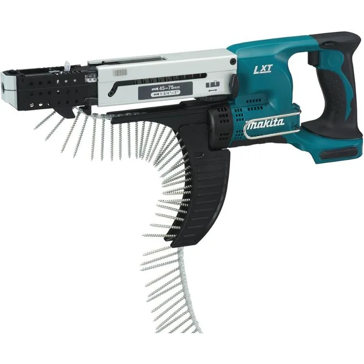 Makita Akku-Magazinschrauber DFR750Z 18 V, mit Schaubvorsatz und Kontaktschutzkappe, ohne Akku, ohne Ladegerät