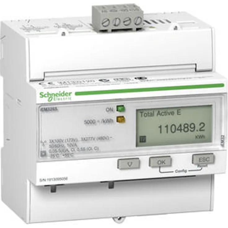 Schneider Energiezähler, 3-phasig, 5A, erweiterte Messfunktion, BACnet, 1E-1A, MID konform
