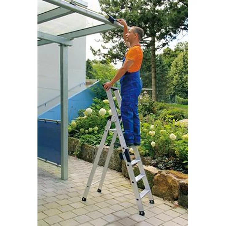 Aluminium Stufen-Stehleiter Arbeitshöhe (max.): 2.75 m Günzburger Steigtechnik 40103 Silber 5.5 kg Silber