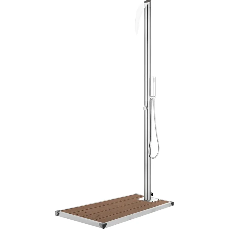 vidaXL Gartendusche Wasserfall mit Brauner Bodenplatte 225 cm Edelstahl