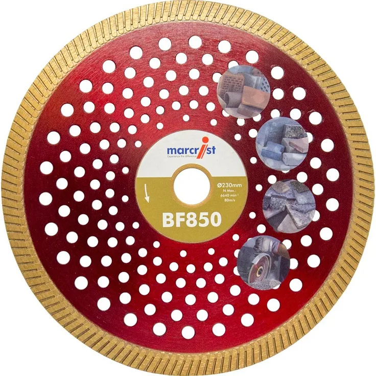 Marcrist Diamant-Trennscheibe BF850 230 mm x 22,23 geräuschreduziert für Baumaterialien, Betonprodukte und Naturstein 1202.0230.22