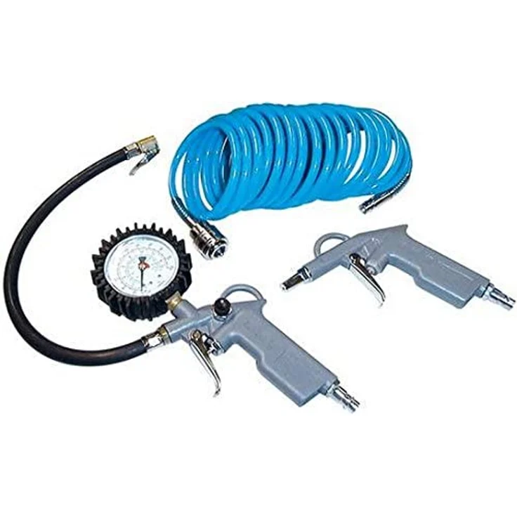 Güde Druckluft-Set Reifenfüller Spiralschlauch Ausblaspistole 3-tlg. – Bild 1