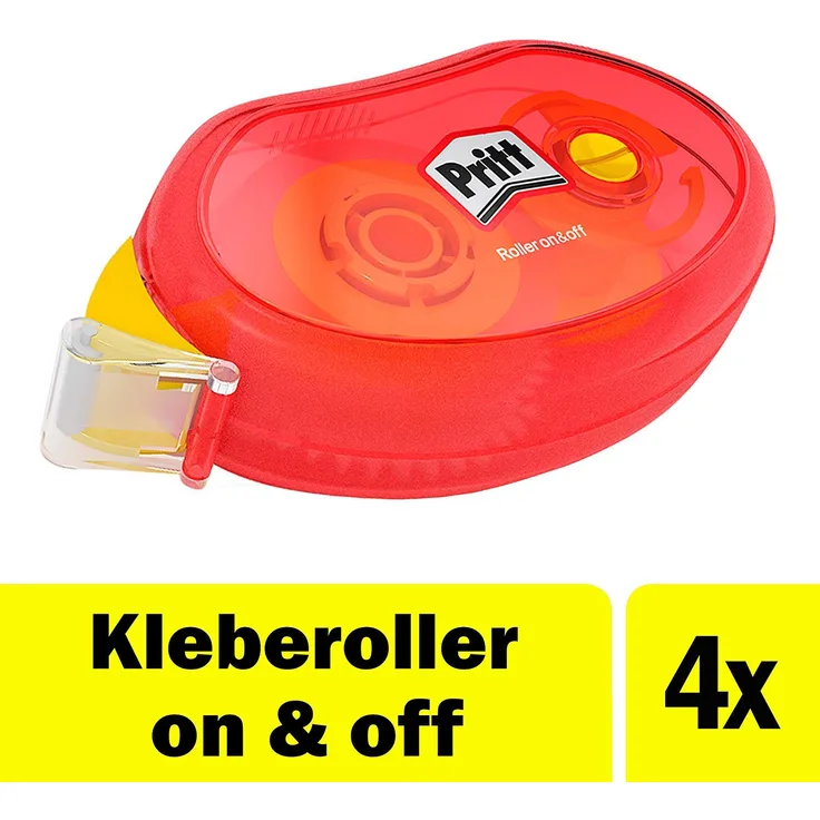 Pritt Kleberoller Compact non permanent, für wiederablösbare Verklebungen, Bandlänge 10 m, Bandbreite 8,4 mm, Spar-Set mit 4 Kleberollern, 9H ZCGNB4X