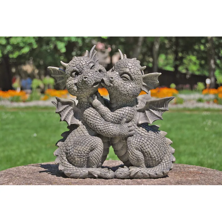 MFF Gartenfigur Gartendrache - Modell Liebespaar - Fantasy Figur Deko Drache Garten