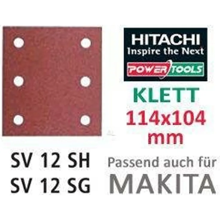 Hitachi – 753047 Raumfahrt-Schleifblätter Schleifpapier 114 x 104 mm Korn 180 mit Klettverschluss (10 Stück)