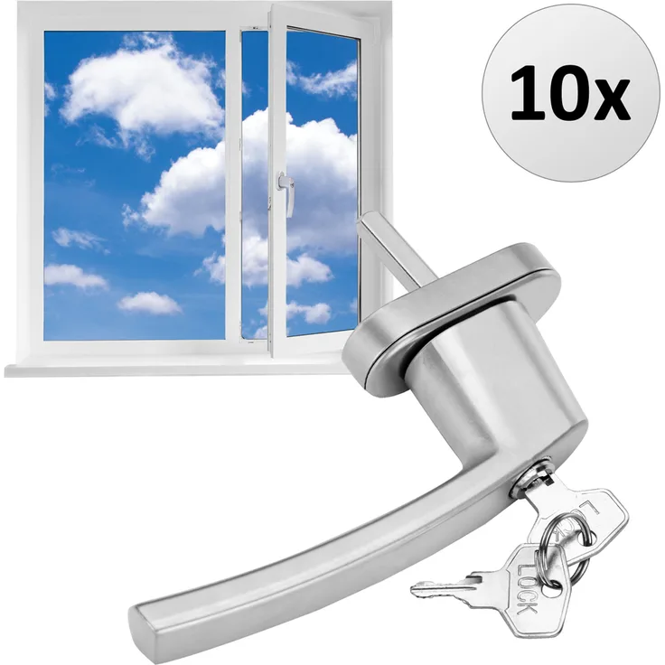 Deuba Fenstergriff abschließbar Sicherheitsfenstergriff weiß silber Kindersicherung 10x silber