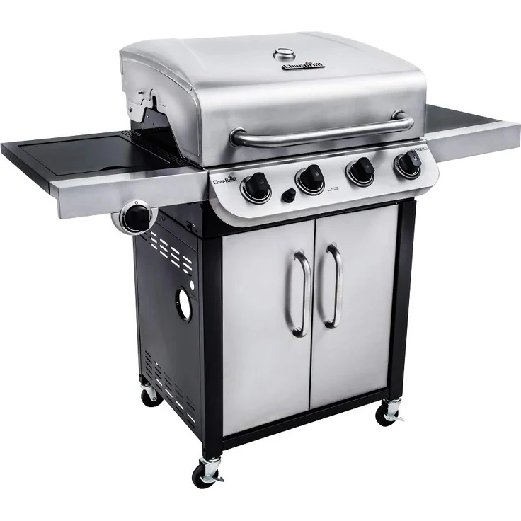 Char-Broil 440 S Convective Gasgrill, 4 Brenner, Edelstahl, mit Deckelthermometer, mit Seitenbrenner – Bild 1