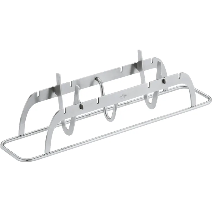 RÖSLE Fischhalter, Aufsatz zur Zubereitung von Fisch auf Gas- und Kohlegrill, Größe einstellbar, Edelstahl 18/10, spülmaschinengeeignet