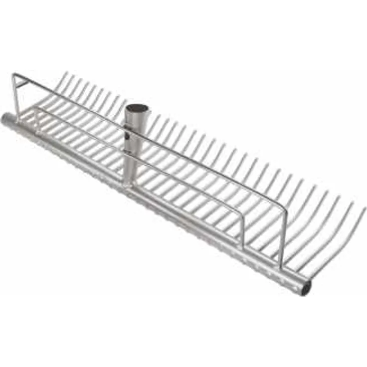 IDEAL-Rasenrechen, 2 Parallelstreben, silber pulverbeschichtet, konische Dülle