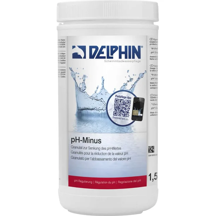 Delphin pH Minus Granulat 1,5 kg pH Senker Schwimmbadpflege Poolpflege 0811001D