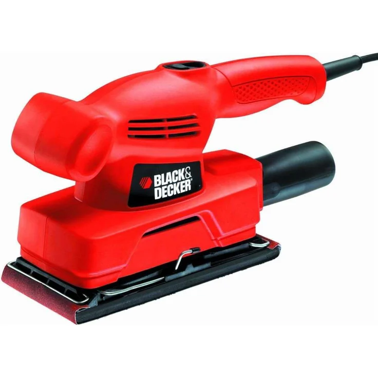 Black+Decker Schwingschleifer (135W, ergonomischer Frontgriff, schneller Materialabtrag, Staubsaugeradapter für sauberes Arbeiten, inklusive Schleifpapier und 3m Kabel) KA300 – Bild 1