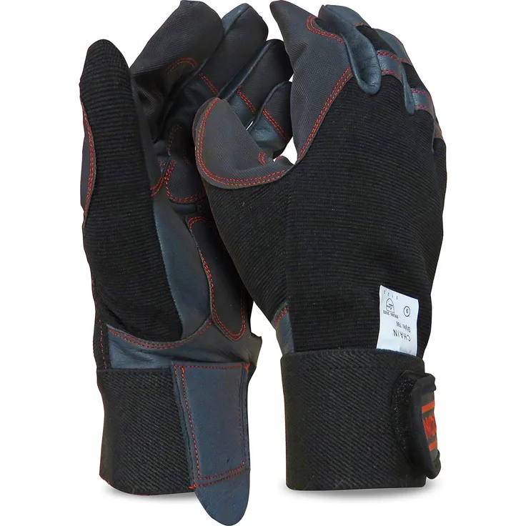 Oregon 295395, Schutzhandschuhe für Kettensäge, 4-Wege-Stretch, PU-Leder
