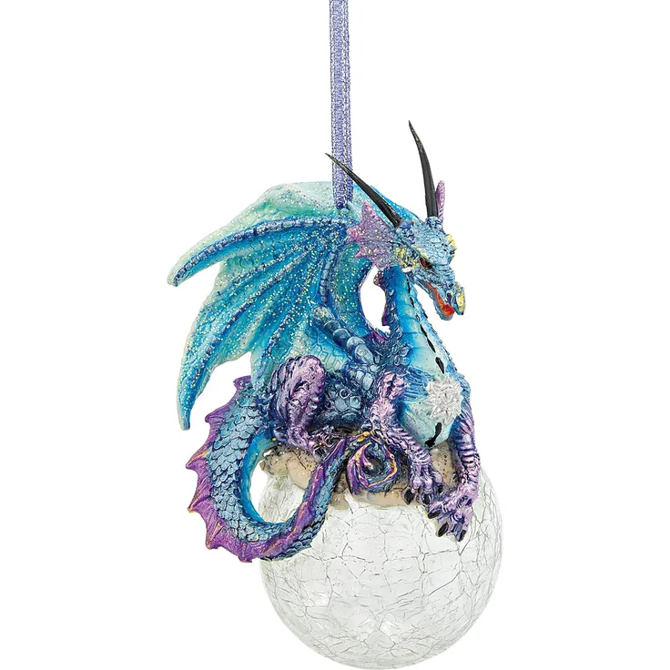 Design Toscano Christbaumschmuck, Frost die gotische Drache-Feiertags-Verzierung - Snowflake Dragon Ball Ornament