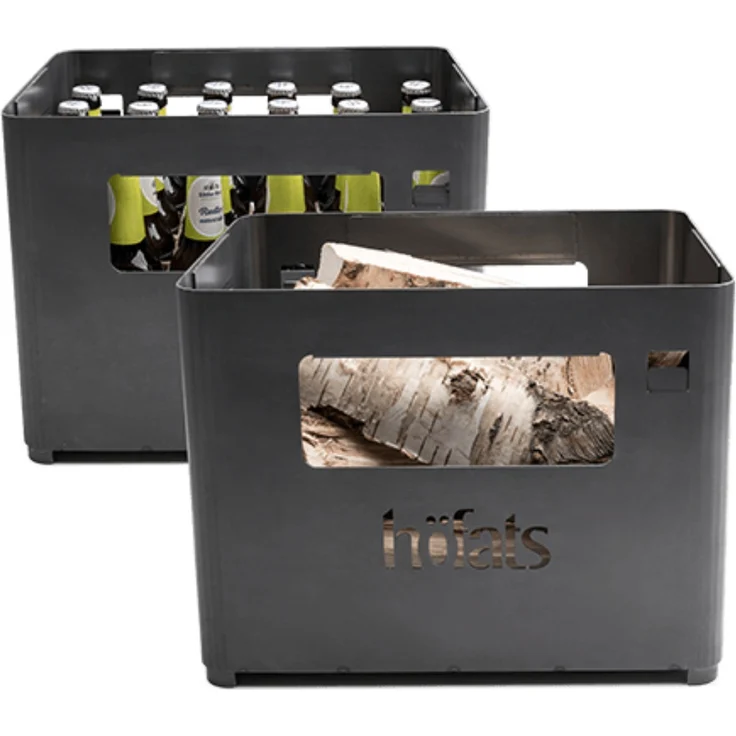 höfats - BEER BOX Feuerkorb - Getränkekiste, Feuerkorb, Grill und Hocker in einem - für Garten und Terrasse - Corten-Stahl - Rost-Optik – Bild 1