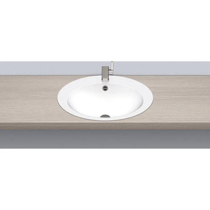 Alape EB.O600H Einbaubecken, oval, 600 x 500 mm, innen und außen glasiert, Weiß, mit Hahnloch und Überlauf / Waschtisch / Waschbecken