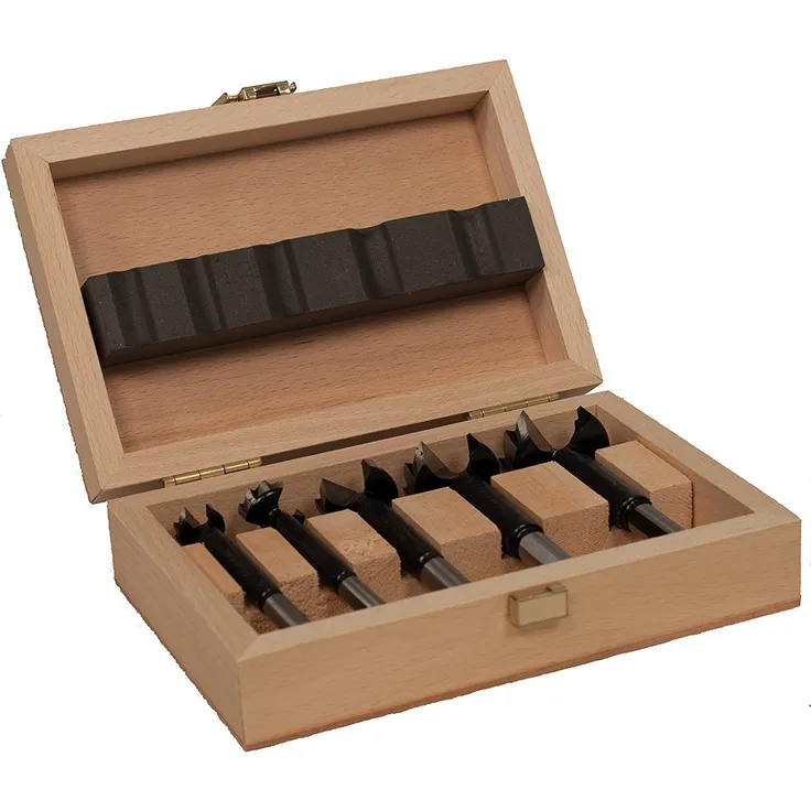Famag – 1622.605 Bormax®, 5-piezas in Holzkassette, Bormax®, die schnell Bit forstner. Ø 5/8, 3/4, 1, 1 1/8, 1 3/8 ''
