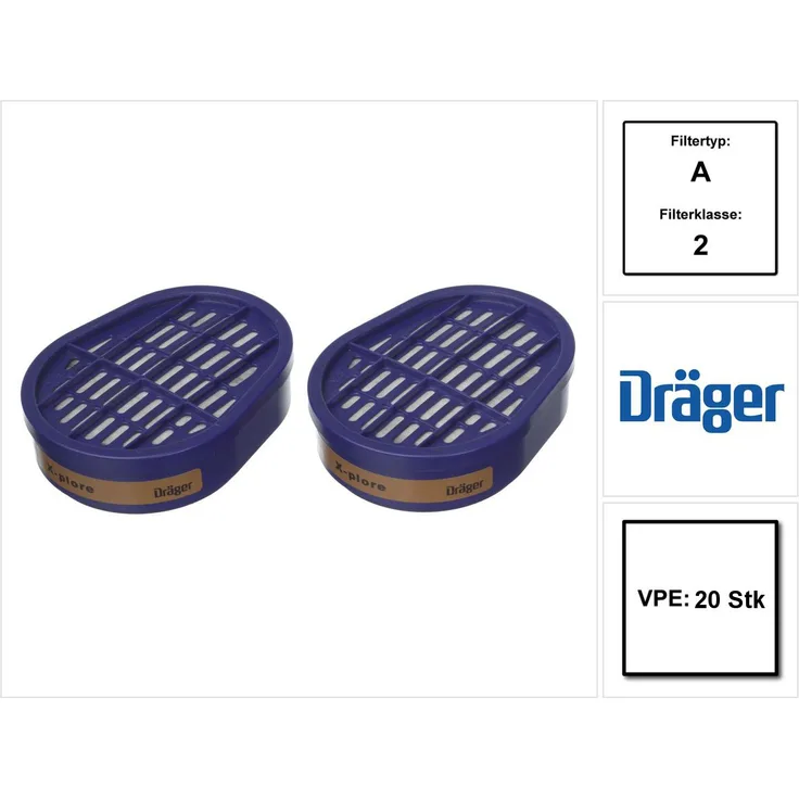 Dräger X-plore A2 Gasfilter 20 Stück Bajonettfilter für X-plore 3300 3500 5500 6738873