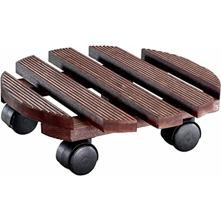 WAGNER Pflanzenroller Country Ø 30 cm I Pflanzenroller für Innenbereich, palisander I Rutschsicheres Rollbrett I Kübelroller aus Holz I Tragkraft 100 kg I Made in EU ? 20018301